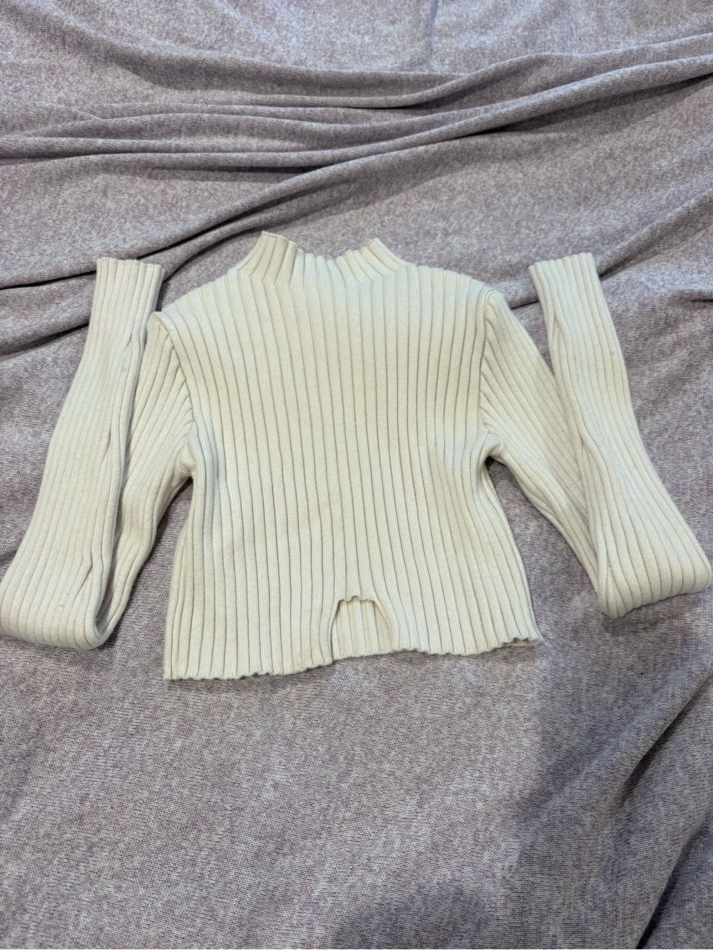 Edikted Cream Ribbed Cowl/Turtleneck Sweater